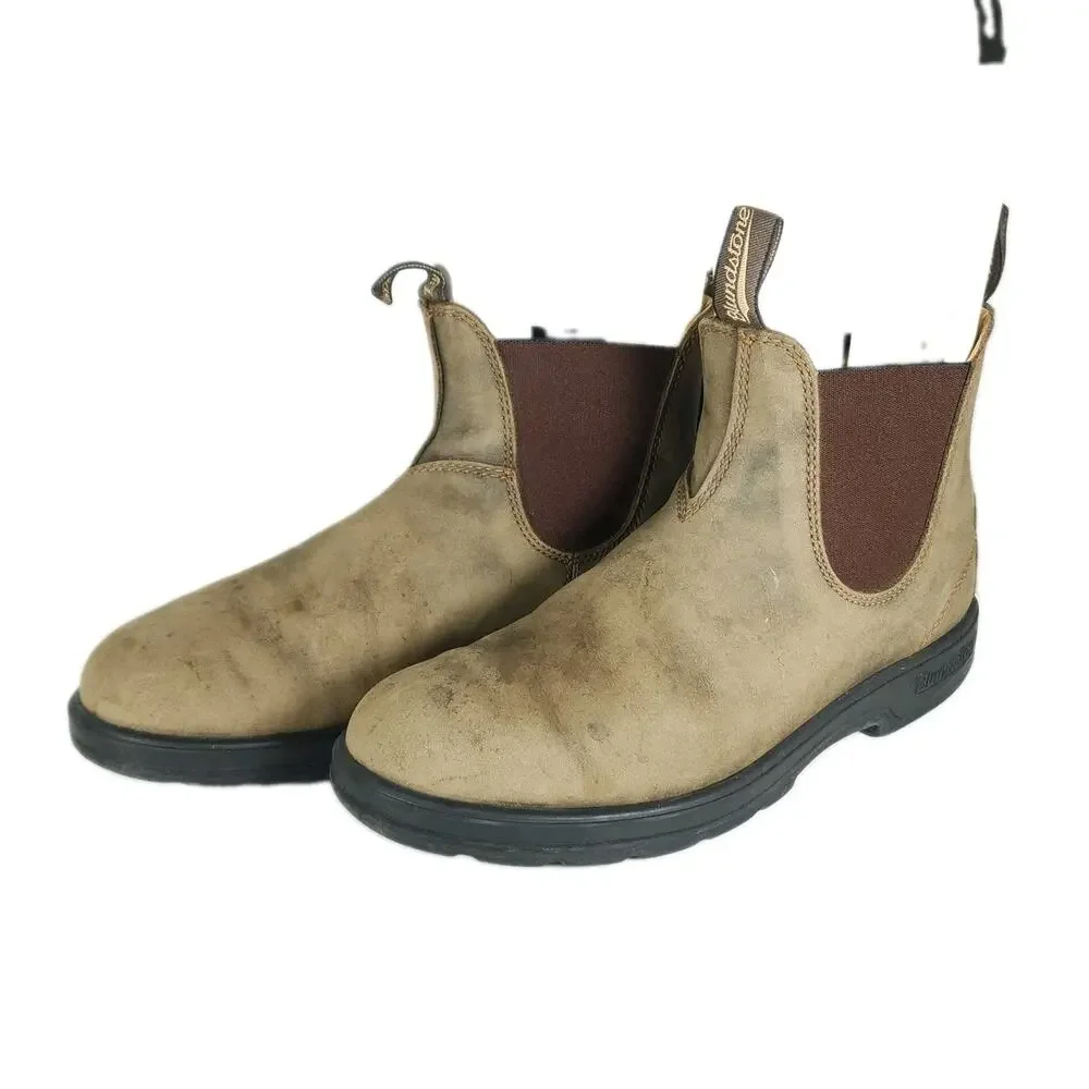 Blundstone Men's 585 AU9,5 US10,5 Rustic Brown Leather Ankle Chelsea Boots